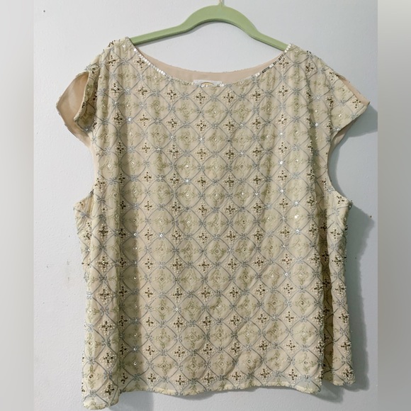 Talbots Tops - Talbots Cream Patterned Blouse